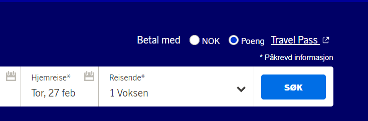 SAS søk poeng